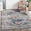 5x7 Area Rugs for Living Room,Stain Resistant Washable Rug,Non-Slip Backing Rugs for Bedroom,Kitchen,Printed Vintage Home Decor Rug (Navy, 5'x7')