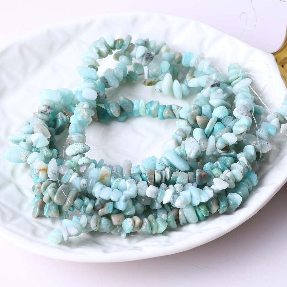 1 Strand Amazonite Natural Chips Genuine Semi Precious Gemstone Beads for Jewelry Making Stone Bead 5 to 8mm Irregular Gemstones for Bracelet Earrings Necklace Jewelry Making Crafting DIY