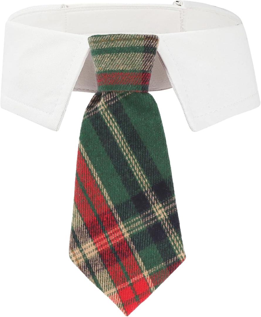 ADOGGYGO Christmas Dog Necktie, Xmas Pet Tuxedo Costume, Green Plaid Christmas Neck Tie Collars for Large Dogs (Large)