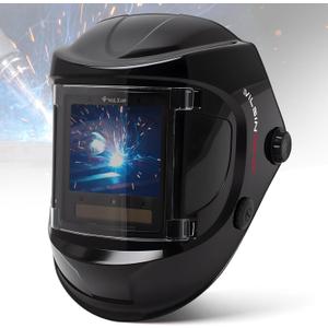 VILSIN Auto Darkening Welding Helmet, Large Viewing True Color with Side View Welding Hood, 180Panoramic View,5 Arc Sensor Wide Shade 3/4-8/9-14 Welder Mask for TIG MIG ARC Grinding Plasma,Black