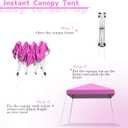 Canopy Tent, 10X10 FT Pop Up Canopy Outdoor Instant Tent Slant Legs with Carrying Bag, Portable Gazebo Shelter for Patio Deck Garden and Beach - 8X8 FT Canopy Cover (Pink)