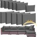 Patelai 11 Pcs Waterproof Patio Cushion Covers for Outdoor Sectional Furniture Wicker Rattan Patio Sofa Couch Chair Seat Pillow Slipcovers, 3 Sizes Covers Only (25.4 x 25.4X 3.54,Gray)