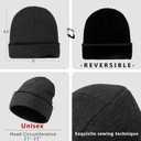 5 x Rosoz Beanie for Men Women Winter Hats Reversible Soft Warm Cuffed Beanie Knitted Skull Cap Unisex (Black/Dark Grey)