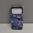 For iPhone 17 Pro Case, Hybrid Dual-Layer Soft Silicone and Hard Shell Durable Shockproof Phone Cover with Wildflower Design, Abstract Lotus