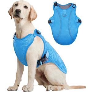 Kuoser Dog Cooling Vest Harness, Large Dog Cooler Jacket with Adjustable Buckle for Outdoor Beach, Hiking, Training Blue XL (XL (Chest Girth:22.8-29.5''))
