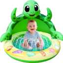 Baby Pool Toddler Sprinkler Water Play Mat, Turtle Baby Pool Float Sprinkler for Kids- Inflatable Kiddie Pool with Canopy Outdoor Water Toys for Summer Play Center Backyard Water Activity Games