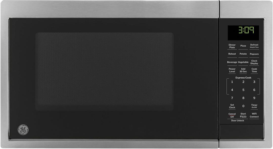 GE Smart Countertop Microwave Oven, Scan-to-Cook Technology and Wifi-Connectivity, 0.9 Cubic Feet Capacity, 900 Watts, Child-Lock Technology, Smart Home & Kitchen Essentials, Stainless Steel