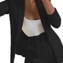 2 Piece Outfits for Women Long Sleeve Solid Open Front Blazer Shorts with Belt Casual Elegant Business Suit Sets (Small, Black)