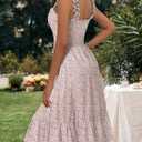 ZABERRY Womens Summer Midi Dress 2026 Elastic Straps Square Neck Cute Floral Flowy A-line Sundresses for Women (Pink, XL)
