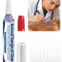 Veterinary Surgical Skin Glue, Strong Surgical Adhesive with 10 Precise Applicators, Blue Tinted Fast Acting Waterproof Wound Closure for Pets Dogs Cats, Pain Free & Stress Free (1 Pack,1ml)