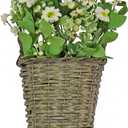 National Tree Company Artificial Hanging Wall Basket, Woven Branch Base, Decorated with Daisy Flowers, Berries, Leafy Greens, Spring Collection, 18 Inches