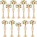 Meanplan Gold Wedding Flower Stand, 12 Pcs, Tall Metal Arrangement, Vase Included, Candle Holder Twist, Reception Table Decor, 3 Sizes