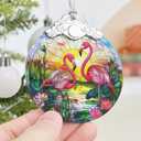 Flamingo 2025 Ornaments for Christmas Tree, Stained Glass Christmas Decoration, Holiday Decor, Gift Idea for Lovers