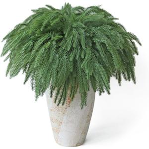 16 Pcs Christmas Norfolk Pine Branches, 19.7" Artificial Norfolk Pine Stems, Large Faux Norfolk Pine Branches for Xmas Greenery DIY Crafts Norfolk Pine Picks for Garlands Wreath Home Garden Decoration