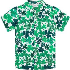 UNICOMIDEA Boys St. Patrick's Day Shirt Kids Green Shirts Short Sleeve Button Down Tops 5-14 Years