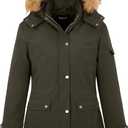 Soularge Women's Winter Plus Size Waterproof Thicken Puffer Coat with Faux fur Hood (4X, Army Green)