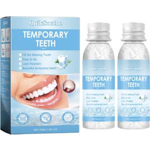 Tooth Repair Kit 2PCS Temporary Tooth Filling, Moldable False Teeth Beads for Teeth Repair