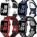 Adorve 2 Pack Compatible with Apple Watch Band 49mm 46mm 45mm 44mm 42mm iWatch Ultra 2 SE Series 10 9 8 7 6 5 4 3 2 1 Women Men,Breathable Sport Silicone Strap, WhiteBlack/RedBlack