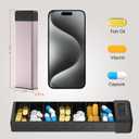 HEIYING Pill Organizer with Aluminum Shell for One Week Capacity, Portable 7 Compartments Pill Box Container to Hold Vitamin, Medicine, Supplements, Pink