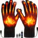 USB Heated Gloves for Women Men, Winter Gloves Full Finger Hand Warmers Gloves 3 Levels Temperature Adjustable Fast Heating Electric Heated Gloves for Outdoor Skiing Cycling Golf Hiking (Black)