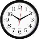 Bernhard Products Black Wall Clock Silent Non Ticking 10 Inch Quality Quartz Battery Operated Round Easy to Read Home/Office/Kitchen/Classroom/School Clock Sweep Movement