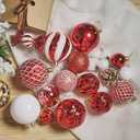 Christmas Ball Ornaments Set Assorted Shatterproof Ornaments 63 PCS Shaped Styles Xmas Tree Holiday Decorative,Red