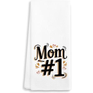 4 x Mom #1 - Decorative Kitchen Towel 16"x24"  Hand Towel for Moms Bathroom, Gifts for Mother's Day, Birthday, Christmas, etc.(018)