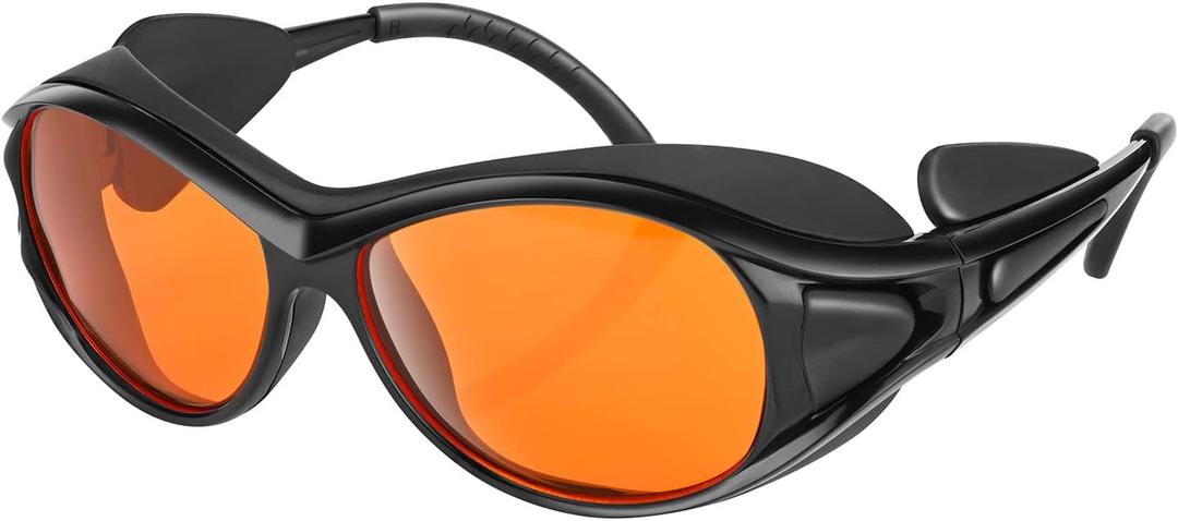 Professional UV Light Safety Glasses for 90nm-490nm Wavelength UV Lamps, UVC Protective Glasses, Blocking Blue Light , Anti-Fatigue Anti Glare, Shatterproof, Anti-Scratch and Anti-Fog, Orange Lenses