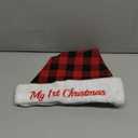 WATINC Christmas Santa Hat for Baby - My First Christmas Hats for Newborn Kids, Xmas Classic Black Red Buffalo Plaid Plush Claus Cap for Winter Holiday Unisex Girls Boys Toddler Party Supplies
