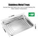 RooTrimmer 10 Pack Stainless Metal Trays, Stainless Steel Seed Starter Carry Tray for Nursery Seedling Pots Water Collection Transplantation (10.63 inch×14.17 inch, 1.18" Height)