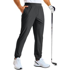 MAGCOMSEN Men's Golf Pants Stretch Joggers with Zipper Pockets Work Casual Slack for Men (Gray)