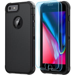 SunStory Compatible with iPhone 6/ 7/ 8 Case with HD Screen Protector, 3-Layer Heavy Duty Full-Body Cover, 3 in 1 Hybrid Protective Case for iPhone 6/ 7/ 8 4.7", Black