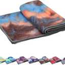 Yoga Towels , Non Slip Hot Yoga Towel Skidless Waffle Texture, 100% Absorbent Odorless Microfiber Yoga Blanket, Standard Sized 24 x72 in Mat Towel,for Hot Yoga, Bikram, Pilates ( Blue & Grey)