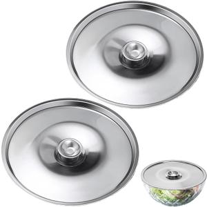 Universal Lid, 2Pcs Stainless Steel Cover Bowl 4.7Inch Mini Pan Lid Milk Pot Lid Cookware Lid Replacement Accessories for Skillets Frying Pans, 12cm
