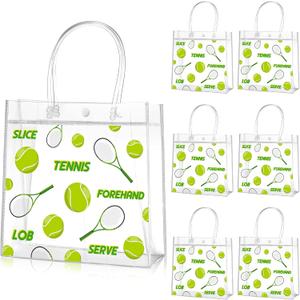 Aliceset 20 Pcs Tennis Party Favor Bags with Handles Tennis Themed Candy Treat Bags Sport Party Goodies for Team Snack Wrapping Birthday Decoration, 8 x 8 x 3.15 Inch