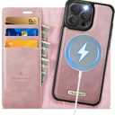 Wallet Case for iPhone 14 Pro Compatible with Magsafe, 2-in-1 PU Leather Flip RFID Blocking Card Holder Stand Shockproof Magnetic Detachable Cover for iPhone 14 Pro Case 6.1", Pink