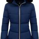 MOERDENG Women's Winter Windproof Warm Down Coats Waterproof Thicken Hooded fashions Puffer Jacket (X-Large, Dark Blue)