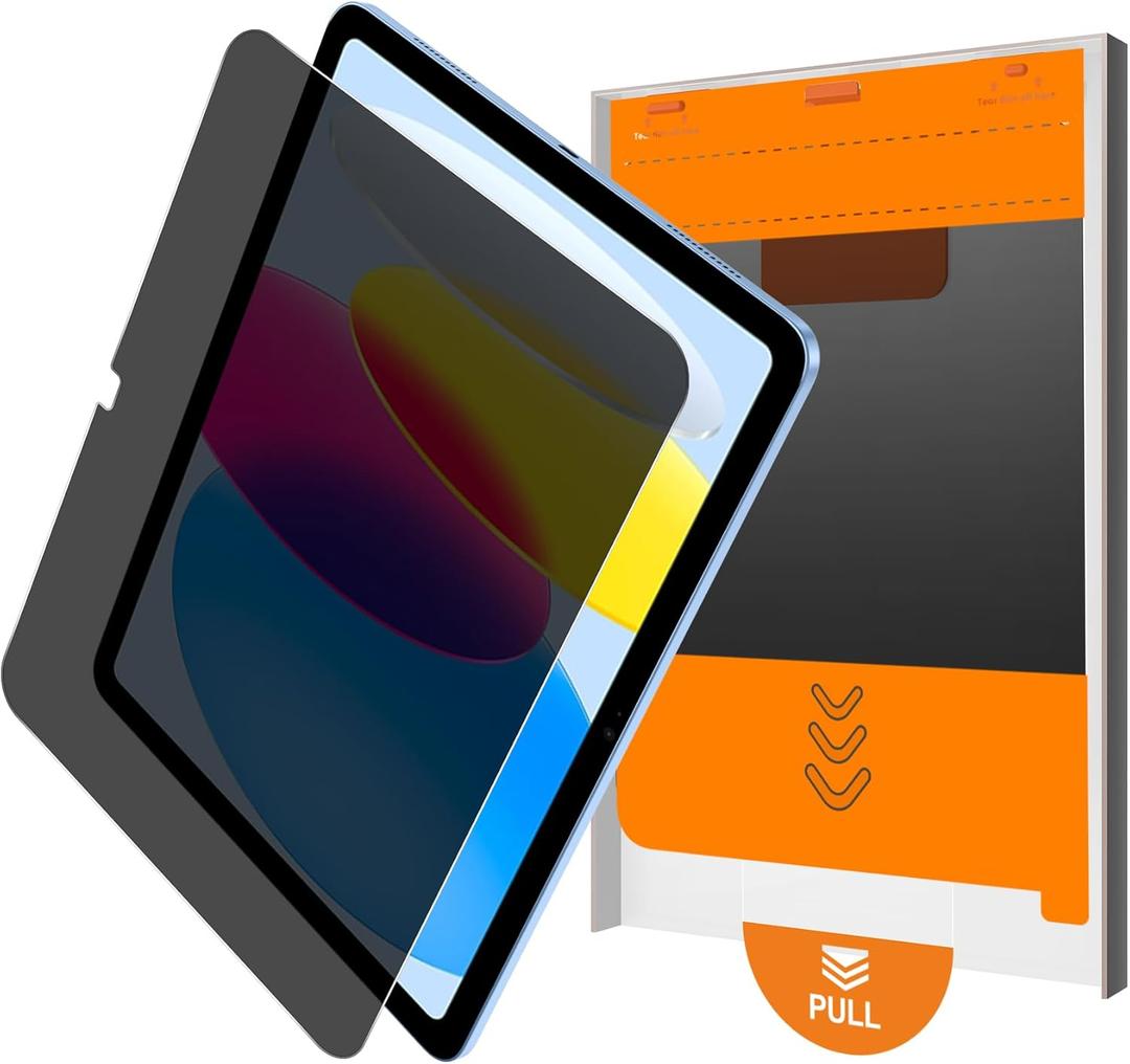 OMOTON 2 Pack Privacy Screen Protector for iPad A16 11th 10th Generation (11/10.9 inch 2025/2022), Anti-Spy Tempered Glass with Installation Tray for 11th/10th Gen-Case Friendly/Apple Pencil Support