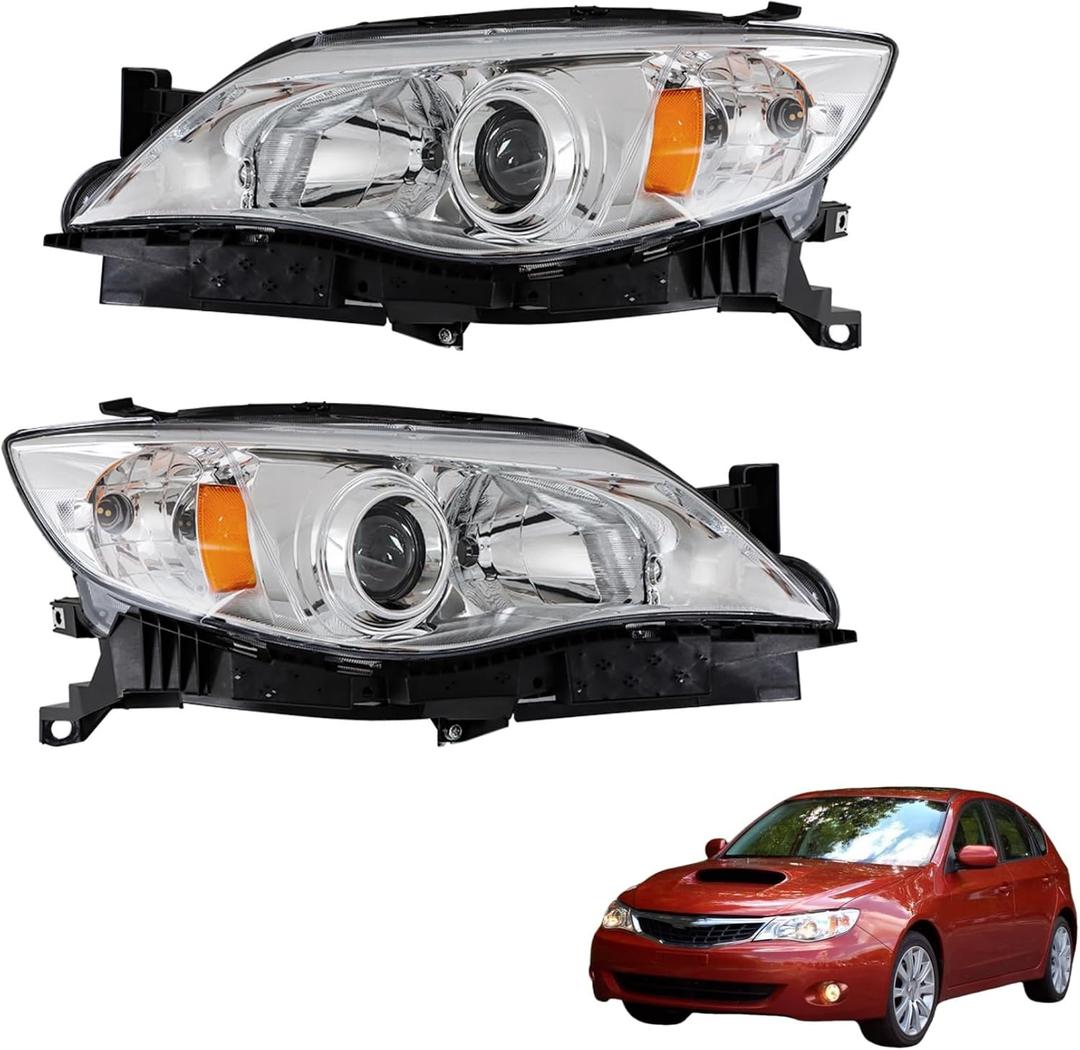 1 Pair Headlight Assembly Left and Right Side Replacement for 2008-2011 Impreza Bulkless Headlamp 84001FG070 84001FG060
