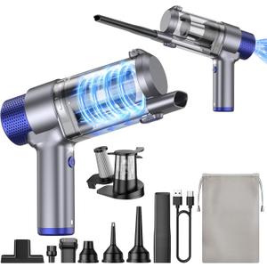 JONYJ Handheld Car Vacuum Cleaner Cordless, 16000PA Hand Held Vacuum Portable, 2 in 1 Air Duster and Mini Vacuum Cleaner Rechargeable with LED, Multi-Nozzles & Washable Filters for Home Office Car Pet