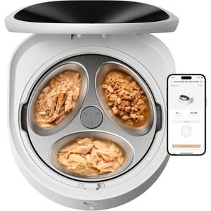 PETLIBRO Automatic Cat Feeder Wet Food with Stainless Steel Bowl, Refrigerated Auto Cat Feeder with Semiconductor Cooling, 3 Fresh Meals for 3 Days, App-Controlled Pet Food Dispenser, Easy to Clean (White)