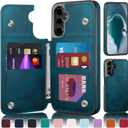 Designed for Samsung Galaxy S25 Plus Case Wallet with Card Holder, [Magnetic Clasp Cover] [RFID Blocking Leather Protection] Shockproof Women Men Cases for Samsung S25 Plus Teal (S25 Plus case, Teal)