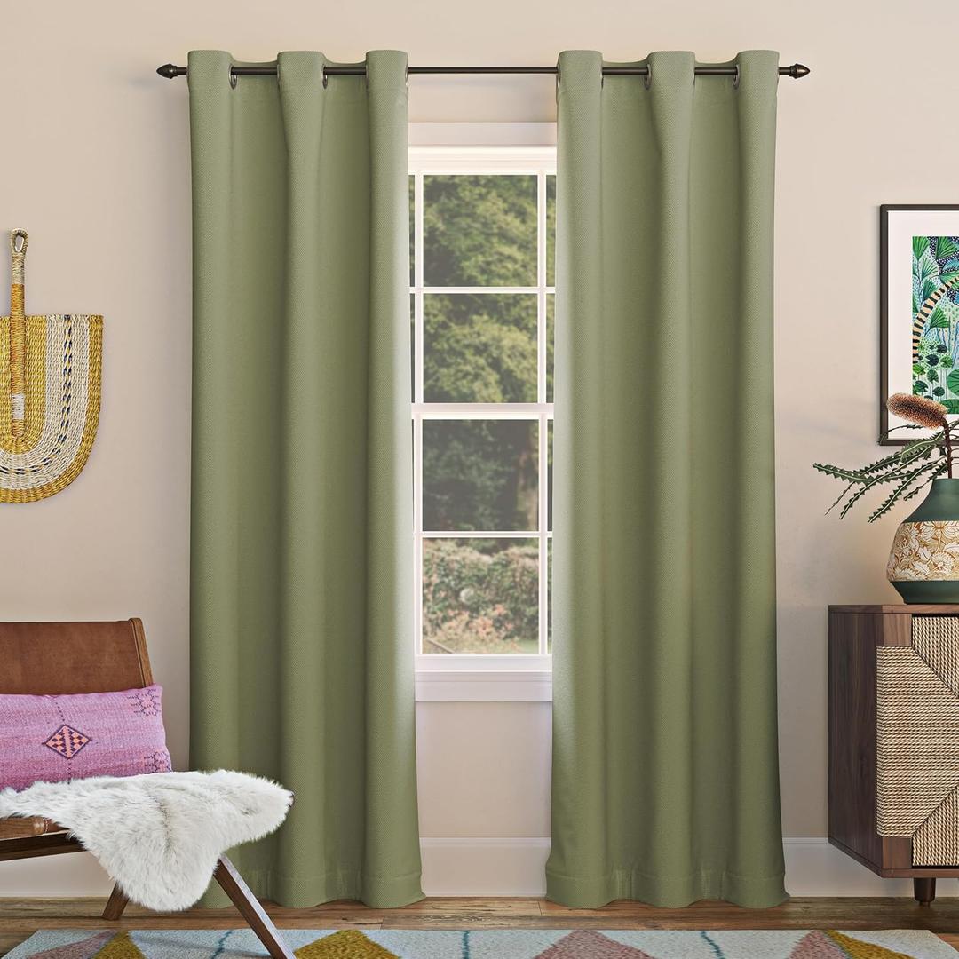 Sun Zero Easton Energy Saving Blackout Grommet Curtain Panel, 40" x 84", Sage Green