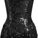 Sequin Fringe Bodysuit for Women Sparkly Tassel Romper Latin Jazz Dance Leotard Trapeze Acrobat Costume Rave Outfits, 18