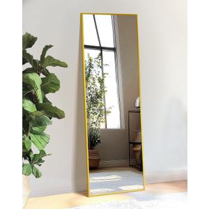 TRAHOME Standing Mirror Full Length Mirror,15" x 56" Large Floor Mirror with Aluminium Frame for Door Bedroom Bathroom Living Room(Gold)