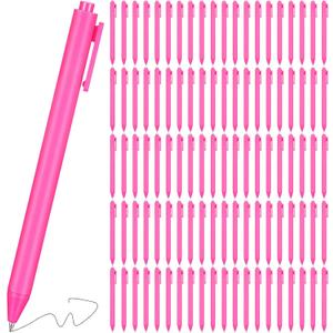 Geyoga 100 Pcs Pink Pens Bulk Hot Pink Pens Black Ink Retractable Ballpoint Gel Ink Fine Point 0. 5mm Comfortable Smooth Writing Cute Stylish for Office School
