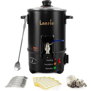Leerie M4 8Lbs Wax Melter for Candle Making  Heating Core Brass Spout & Temp Control, No Clog, Easy to Clean  Electric Wax Melting Pot for DIY Candle Makers & Beginners (M4-US-110V)