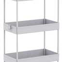 SPACEKEEPER 5-Tier Rolling Cart, Bathroom Storage Organizer Utility Cart, Mobile Shelving Unit Slide Out Shelves for Kitchen Living Room Laundry Room & Dressers,Gray