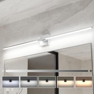 Ensenior Modern Bathroom Vanity Light 48 Inch, Built-in Dimmer, 28W Dimmable 5CCT LED Light Fixture Over Mirror, Silver Bar for Mirror Cabinets Bedroom - FCC Certificated