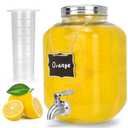 DD&HAPP Glass Beverage Dispenser With Stainless Steel Spigot,1.2 Gallon Mason Jar Drink Dispenser,Sun Tea,Lemonade & Juice Dispenser for Parties, Weddings & Events.Leak-Proof, Infuser Included.